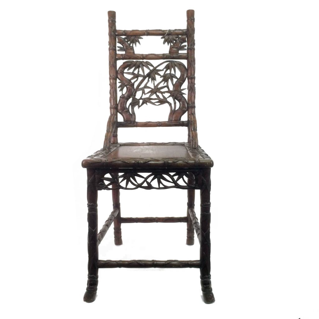 Asian Carved Chair with Bamboo Effect