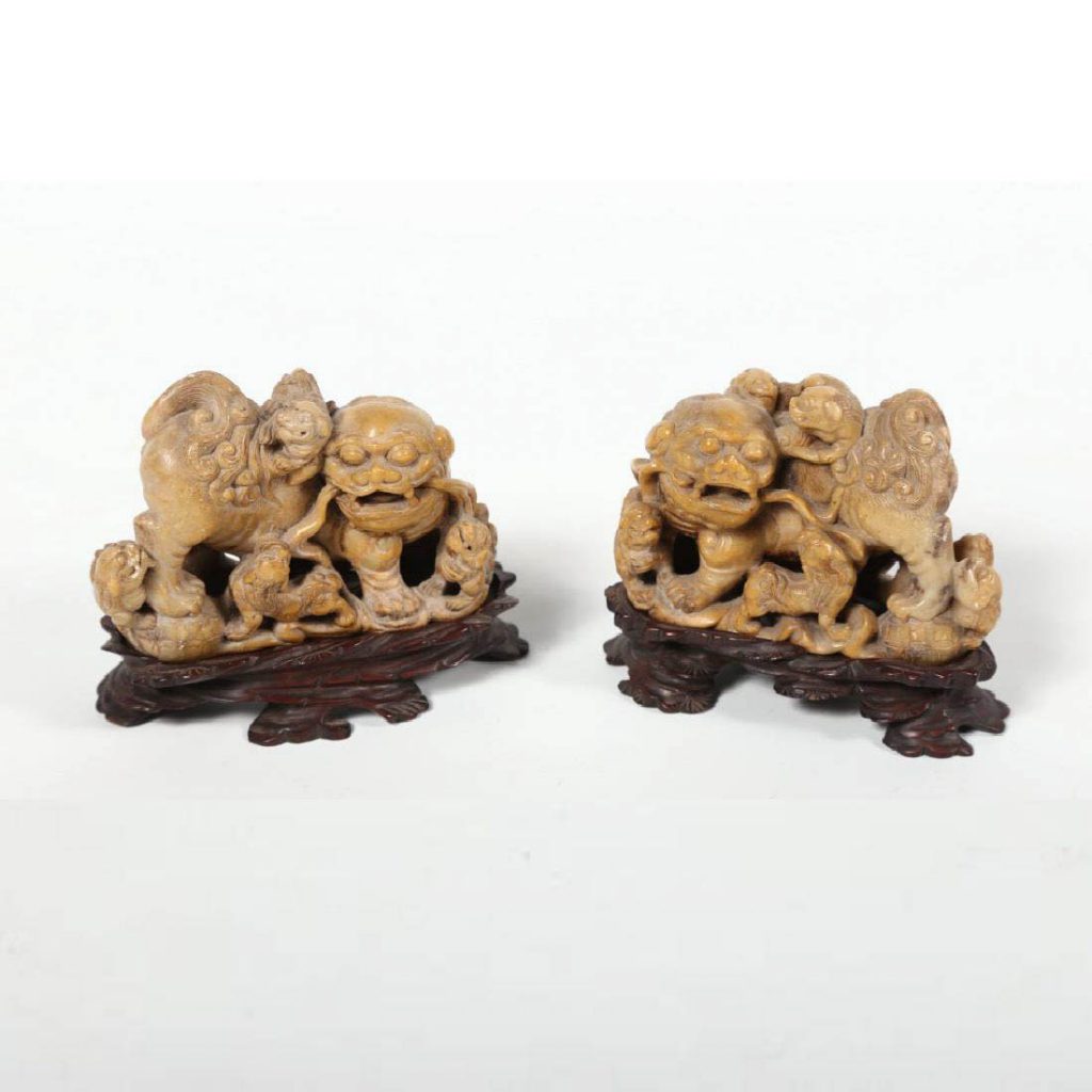Soapsotone Foo Dogs on Stands